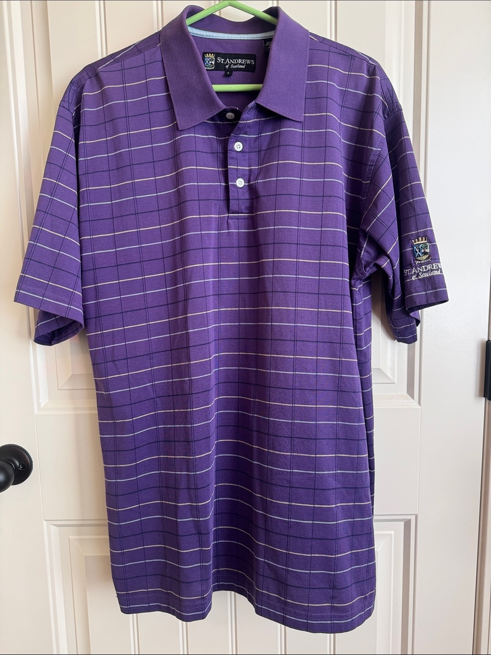 St. Andrews of Scotland Purple Plaid Polo Shirt